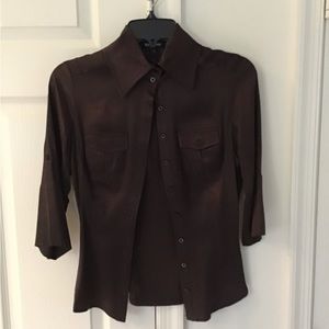 Bebe brown silk blouse XS